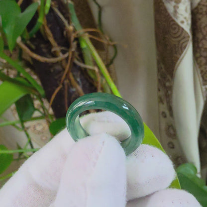 Master's Burmese Icy Deep Green A-Jadeite Infinity Band Ring Size US 9 - 09030 - Certified