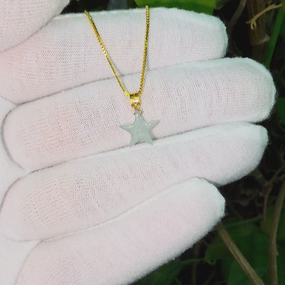 Daisen Star Icy Green Burmese A-Jadeite Charm Pendant (with 18K Yellow Gold)- Certified