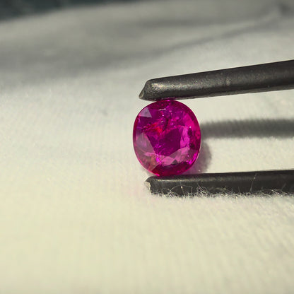Certified 1.03 cts. No Heat Purplish Red Ruby (Mozambique) Oval Shaped Loose Stone LS70