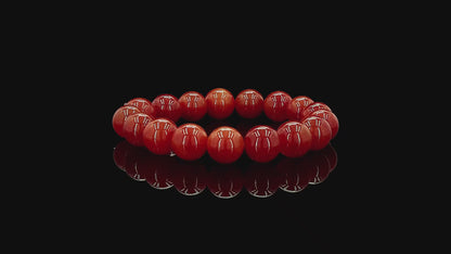 Imperial Japanese Red Burmese A-Jade Beaded Bracelet (MADE IN JAPAN) (12.50 mm Each x 17 beads) - Certified 05049