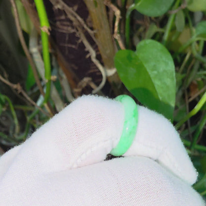 Burmese Green A-Jade Infinity Band Ring - Size US 8 - V3