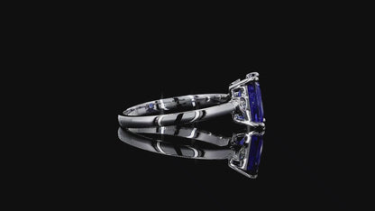 Tsushima Certified 2.02 cts. Natural Cornflower Blue Sapphire Ring with 18K White Gold and White Diamonds Size US 7.5  - R18