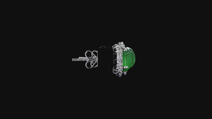 Eternal Sunshine 1.91 cts. Vivid Imperial Green Burmese A-Jade Stud Earrings (with 18K White Gold and White Diamonds) - Certified - V8