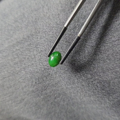 Certified MADE IN JAPAN 1.75 cts. Deep Green Burmese A-Jadeite Oval Cabochon Loose Stone LS20