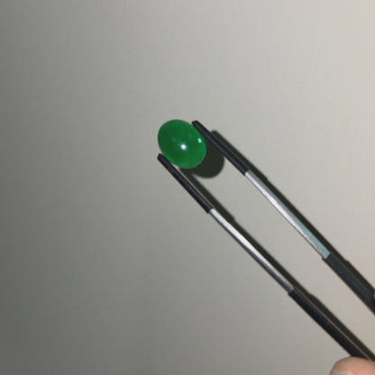 Certified MADE IN JAPAN 4.80 cts. Green Burmese A-Jadeite Oval Cabochon Loose Stone LS34
