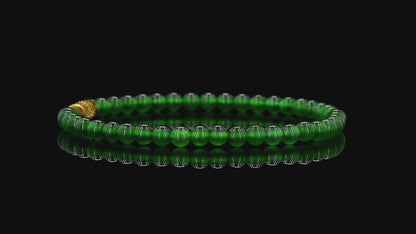 Certified Imperial Japanese Green Burmese A-Jade Beaded Bracelet (MADE IN JAPAN) (4 mm Each x 43 beads) 05042 (With Sterling Silver 925)