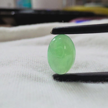 Certified MADE IN JAPAN 2.116 cts. Bright Minty Green Burmese A-Jadeite Oval Cabochon Loose Stone LS97