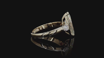 Kobayashi 2.53 cts. Natural Marquise Diamond Cocktail Ring, with Natural Pear Shaped White Diamonds, and 18K Yellow Gold - GIA Certified -R8