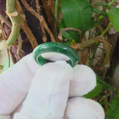 Master's Burmese Icy Deep Apple Green A-Jadeite Infinity Band Ring Size US 9 - 09032 - Certified