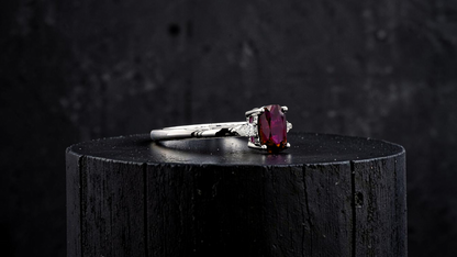 Tahara 1.00 cts. Natural Pigeons Blood Vivid Red Ruby Ring (with 18K White Gold and Natural White Diamonds) Size US 8  - R22