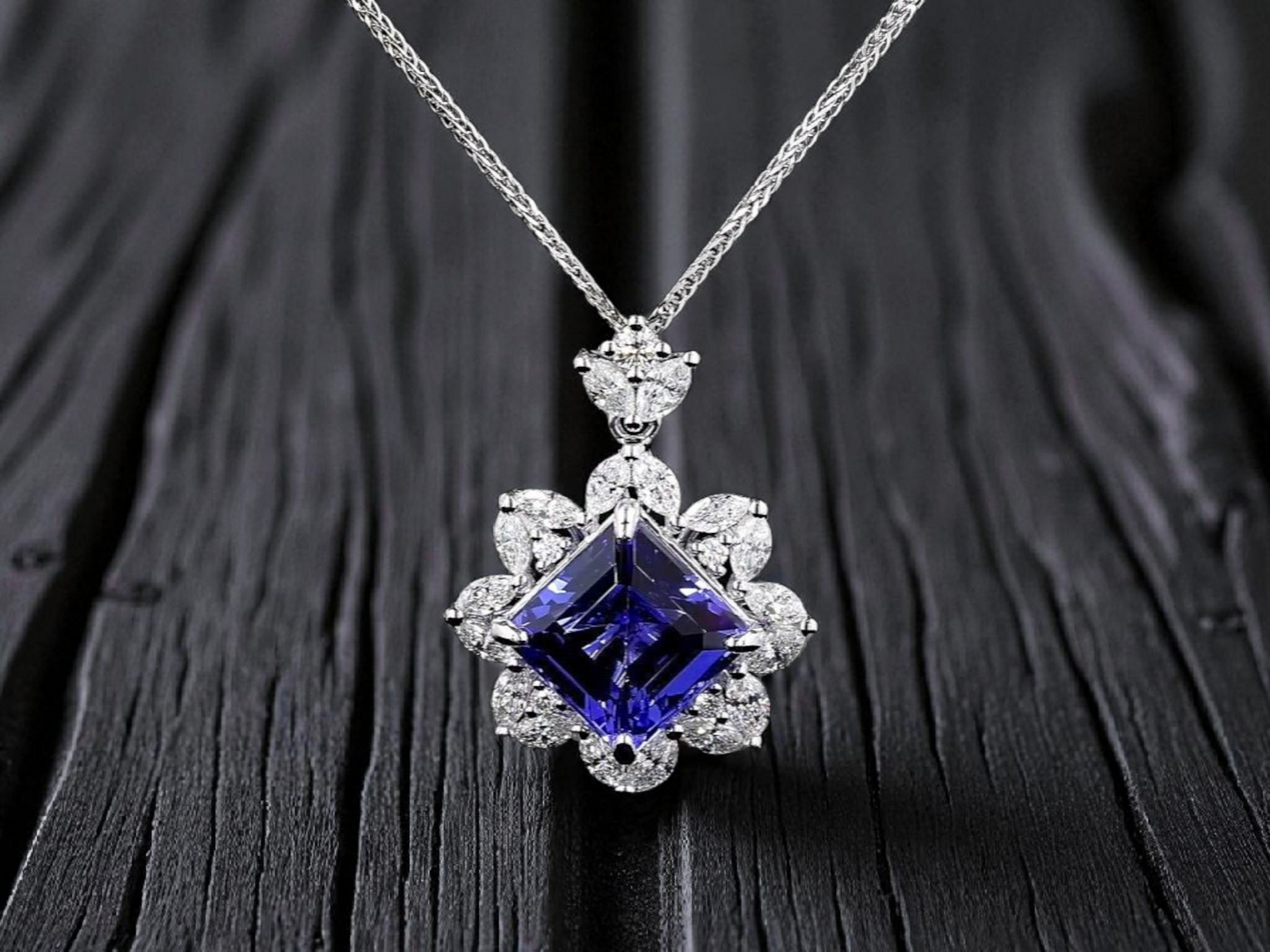 Ardea (6.55 cts.) Tanzanite and Natural Diamonds Pendant (with 18K White Gold) - P3051