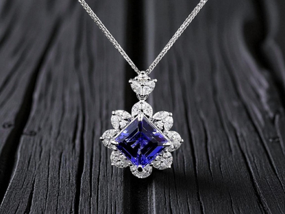 Ardea (6.55 cts.) Tanzanite and Natural Diamonds Pendant (with 18K White Gold) - P3051