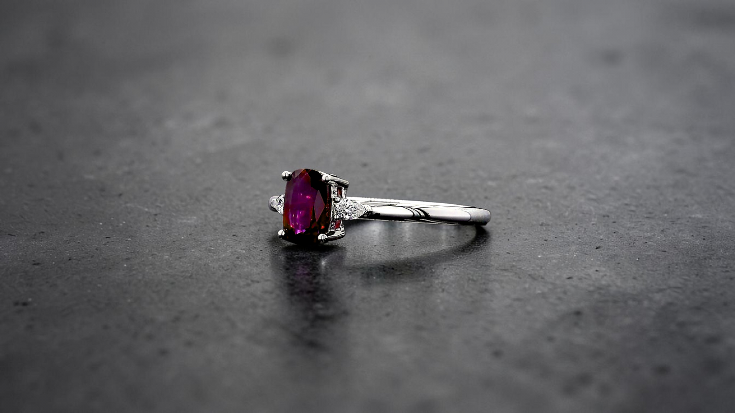 Tahara 1.00 cts. Natural Pigeons Blood Vivid Red Ruby Ring (with 18K White Gold and Natural White Diamonds) Size US 8  - R22