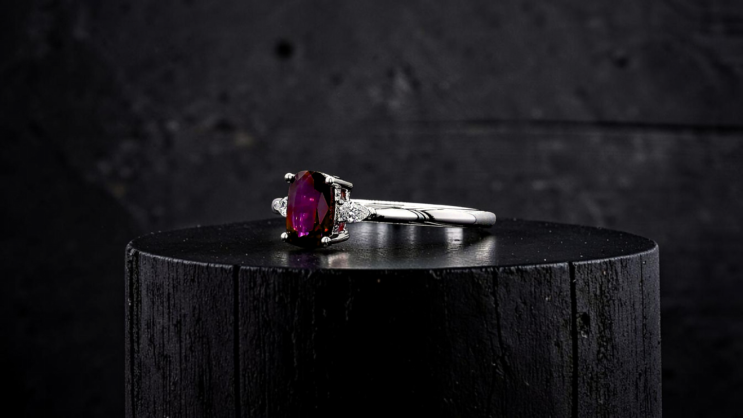 Tahara 1.00 cts. Natural Pigeons Blood Vivid Red Ruby Ring (with 18K White Gold and Natural White Diamonds) Size US 8  - R22