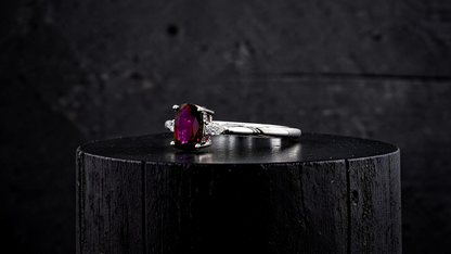 Tahara 1.00 cts. Natural Pigeons Blood Vivid Red Ruby Ring (with 18K White Gold and Natural White Diamonds) Size US 8  - R22