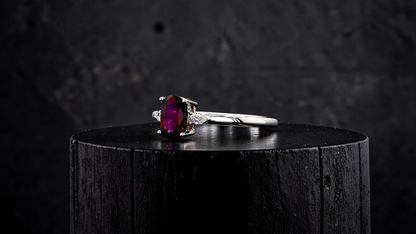 Tahara 1.00 cts. Natural Pigeons Blood Vivid Red Ruby Ring (with 18K White Gold and Natural White Diamonds) Size US 8  - R22