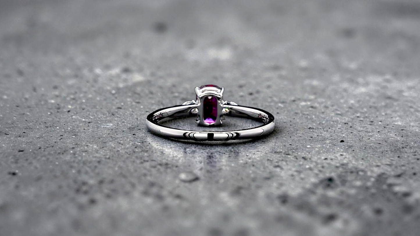 Tahara 1.00 cts. Natural Pigeons Blood Vivid Red Ruby Ring (with 18K White Gold and Natural White Diamonds) Size US 8  - R22