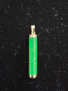 Round Pillar Jade Pendant (With 14K Gold)