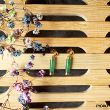 Load image into Gallery viewer, Jade Stem Drop Earrings (with 14K Gold)