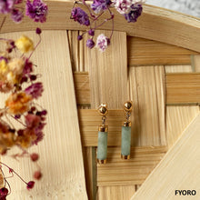 Load image into Gallery viewer, Spring Jade Stem Drop Earrings (with 14K Gold)