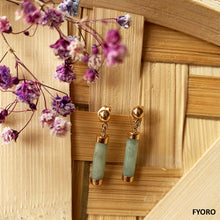 Load image into Gallery viewer, Spring Jade Stem Drop Earrings (with 14K Gold)