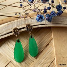 Load image into Gallery viewer, Fu Fuku Fortune Jade Pendulum Earrings (with 14K Gold)