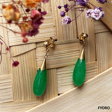 Load image into Gallery viewer, Jade Long Drop Earrings (with 14K Gold)