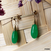 Load image into Gallery viewer, Jade Long Drop Earrings (with 14K Gold)