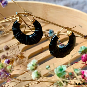 Shou Onyx Hoop Earrings with 14K Gold