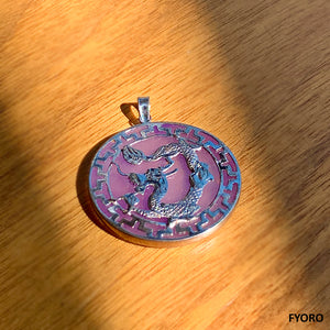 Kowloon (Purple) Jade Dragon Pendant (with 14K White Gold)