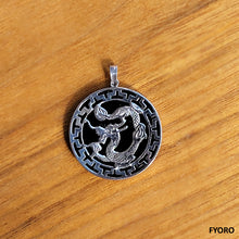Load image into Gallery viewer, Kowloon Onyx Dragon Pendant (with 14K White Gold)