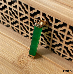 Square Pillar Jade Pendant (with 14K Gold)