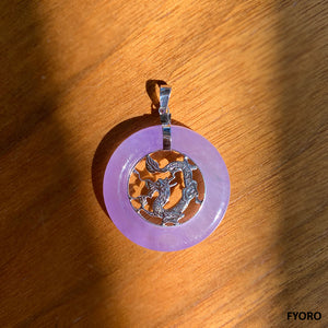 Lantau (Purple) Jade Dragon Pendant (with 14K White Gold)