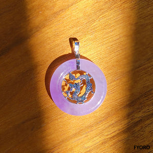 Lantau (Purple) Jade Dragon Pendant (with 14K White Gold)