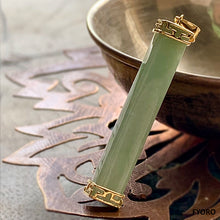 Load image into Gallery viewer, Square Pillar Spring Jade Pendant (with 14K Gold)