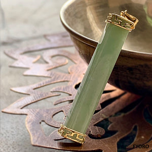 Square Pillar Spring Jade Pendant (with 14K Gold)