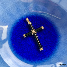 Load image into Gallery viewer, Xi&#39;an Onyx Cross Pendant with 14K Gold