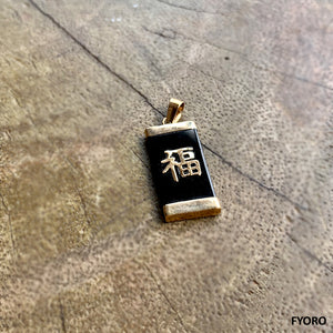 Lai See Fu Fuku Fortune Onyx Pendant (with 14K Gold)