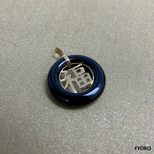 Load image into Gallery viewer, Lantau Onyx Fu Fuku Fortune Pendant (with 14K Gold)