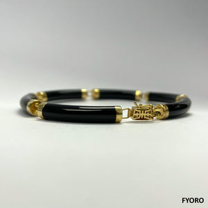 Fu Fuku Fortune Onyx Bracelet (with 14K Gold)