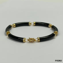 Load image into Gallery viewer, Fu Fuku Fortune Onyx Bracelet (with 14K Gold)