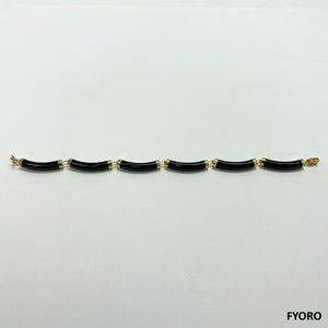 Fu Fuku Fortune Onyx Bracelet (with 14K Gold)