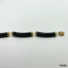 Load image into Gallery viewer, Fu Fuku Fortune Onyx Bracelet (with 14K Gold)