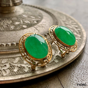 Tang Jade Earrings (with 14K Gold)