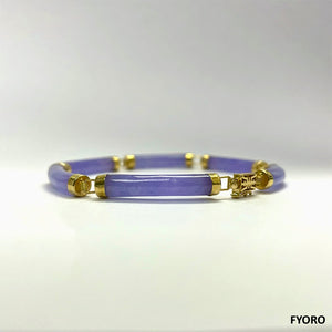 Fu Fuku Fortune (Purple) Jade Bracelet (with 14K Gold)
