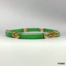 Load image into Gallery viewer, Fu Fuku Fortune Jade Bracelet (with 14K Gold)