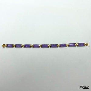 高壽（紫）翡翠手鍊（鑲14K金）