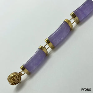 高壽（紫）翡翠手鍊（鑲14K金）
