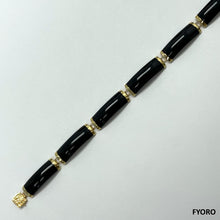 Load image into Gallery viewer, Tai Fu Fuku Fortune Yat Onyx Bracelet (with 14K Gold)