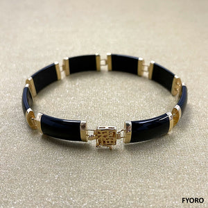 Fu Fuku Fortune Yat-Baat Onyx Bracelet (with 14K Gold)